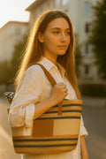Striped Woven Tote Bag